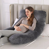 U Shape Velvet Pregnancy Pillow – Dark Grey