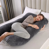 U Shape Velvet Pregnancy Pillow – Dark Grey