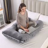 U Shape Velvet Pregnancy Pillow – Dark Grey