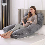 U Shape Velvet Pregnancy Pillow – Dark Grey