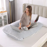 U Shape Velvet Pregnancy Pillow – Light Grey