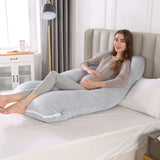 U Shape Velvet Pregnancy Pillow – Light Grey