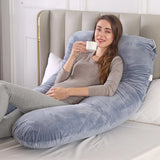 U Shape Velvet Pregnancy Pillow – Grey