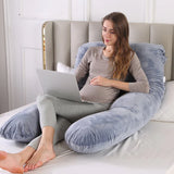 U Shape Velvet Pregnancy Pillow – Grey