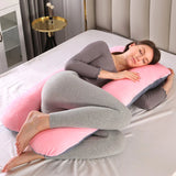 U Shape Velvet Pregnancy Pillow – Pink Grey