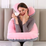 U Shape Velvet Pregnancy Pillow – Pink Grey