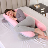 U Shape Velvet Pregnancy Pillow – Pink Grey