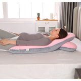 U Shape Velvet Pregnancy Pillow – Pink Grey