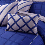 Luxury Box Pleats Duvet Set - Blue And Grey