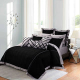 Luxury Box Pleats Duvet Set - Black And Grey