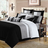 Luxury Horizontal Pleats Duvet Set - Grey And Black