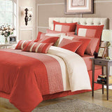 Luxury Horizontal Pleats Duvet Set - Coral And Peach