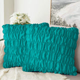 Pack Of 2 Luxury Silk Ruffle Cushions  - Cyan