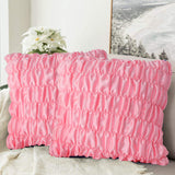 Pack Of 2 Luxury Silk Ruffle Cushions  - Pink