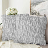 Pack Of 2 Luxury Silk Ruffle Cushions  - Light Grey