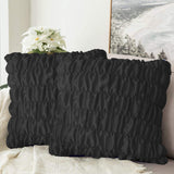 Pack Of 2 Luxury Silk Ruffle Cushions  - Black