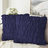 Pack Of 2 Luxury Silk Ruffle Cushions  - Navy Blue