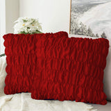 Pack Of 2 Luxury Silk Ruffle Cushions  - Red