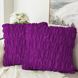 Pack Of 2 Luxury Silk Ruffle Cushions  - Purple