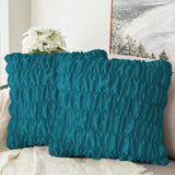 Pack Of 2 Luxury Silk Ruffle Cushions  - Teal