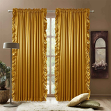 2 Pieces Luxury Ruffle Curtain Silk – Golden (0114)