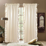 2 Pieces Luxury Ruffle Curtain Silk – Cream (0113)