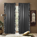 2 Pieces Luxury Ruffle Curtain Silk – Dark Grey (0116)