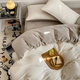 Reversible Duvet Set Velvet  - Off White & Beige (286)