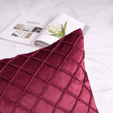 Pack of 2 Velvet Decorative Pleated Square Cushion - Maroon