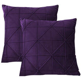 Pack of 2 Velvet Decorative Pleated Square Cushion - Purple