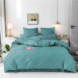 Cross Pleated Duvet Set - Teal