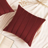 Pack of 2 Velvet Decorative Pleated Square Cushion - Maroon