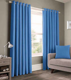 2 Pieces Plain Dyed Eyelet Curtains with linning - Blue