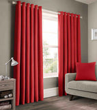 2 Pieces Plain Dyed Eyelet Curtains with linning - Red