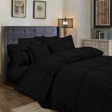 Box Pleated Duvet Set - Black