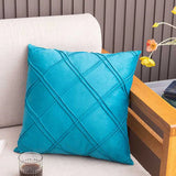 Pack of 2 Velvet Decorative Pleated Square Cushion - Lake Blue