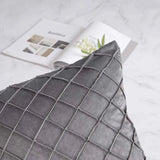 Pack of 2 Velvet Decorative Pleated Square Cushion - Grey