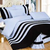 Sky Blue & Black Stripe Duvet Set