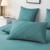 Cross Pleated Duvet Set - Teal