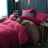 Reversible Duvet Set Velvet  - Maroon &  Brown (289)