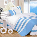 White & Sky Blue Stripe Duvet Set