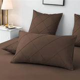 Cross Pleated Duvet Set - Chocolate