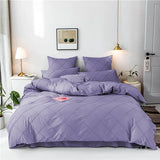 Cross Pleated Duvet Set - Plum