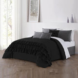 8 Pcs Ruffle Duvet Cover Set - Black (0127)