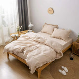 4 Pieces Ruffles Duvet Set - Beige (0121)