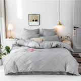 Cross Pleated Duvet Set - Grey