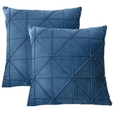 Pack of 2 Velvet Decorative Pleated Square Cushion - Blue