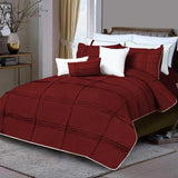 Box Pleated Duvet Set - Maroon & White