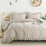 3 Pcs Ruffle Edge Duvet Cover Set - Skin