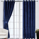 (2 Pieces) PLAIN Velvet Curtain - Navy Blue